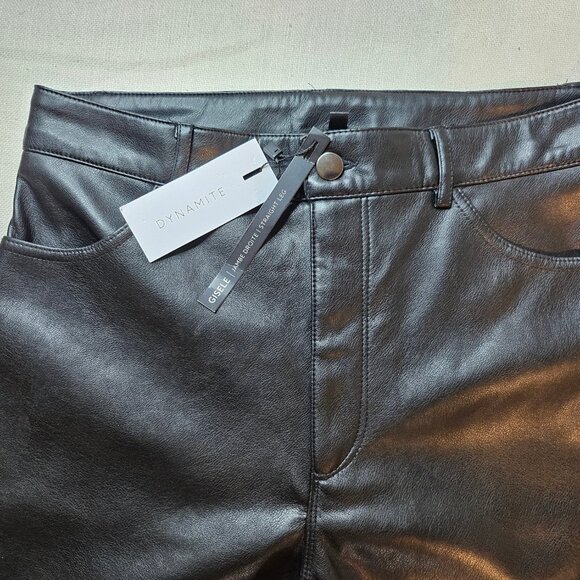 Dynamite Gisele Faux Leather Straight Leg Pants - Size 8 - Picture 3 of 10